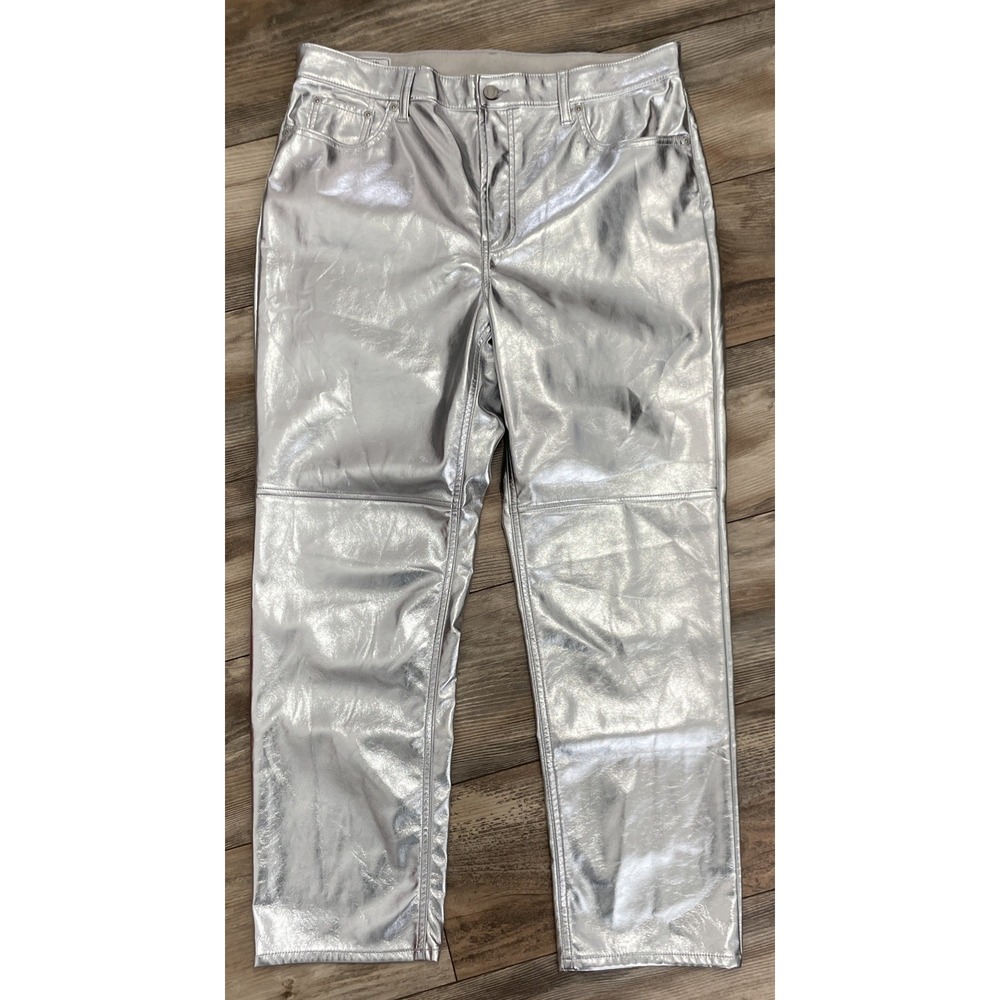 GAP Vintage Cheeky‎ Straight High Rise Sz 33/16R EUC Silver Metalic